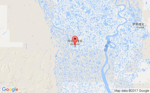 加拿大海運港口阿克拉維克aklavik港口地圖