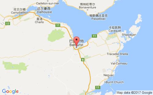 加拿大海運(yùn)港口巴瑟斯特bathurst港口地圖