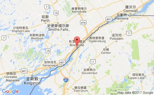 加拿大海運(yùn)港口布羅克維爾brockville,on港口地圖