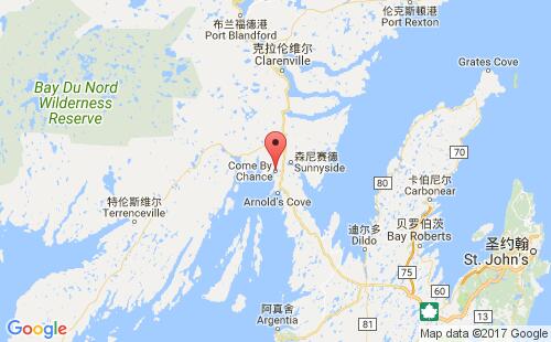 加拿大海運港口卡姆拜錢斯come-by-chance港口地圖