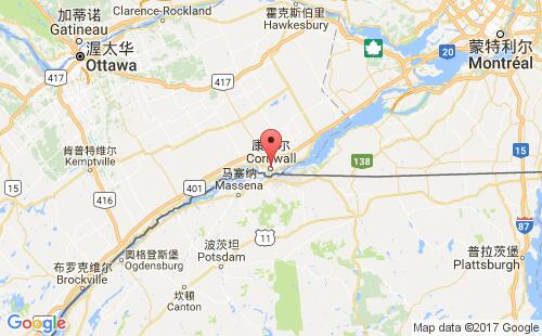 加拿大海運港口康沃爾cornwall,on港口地圖