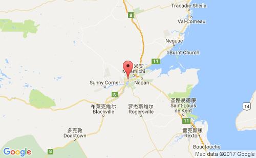 加拿大海運(yùn)港口紐卡斯?fàn)杗ewcastle,nb港口地圖