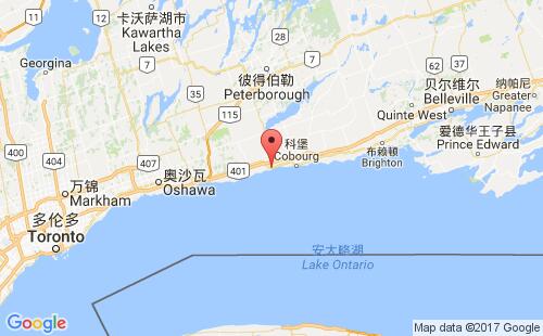 加拿大海運港口霍普港port hope,on港口地圖