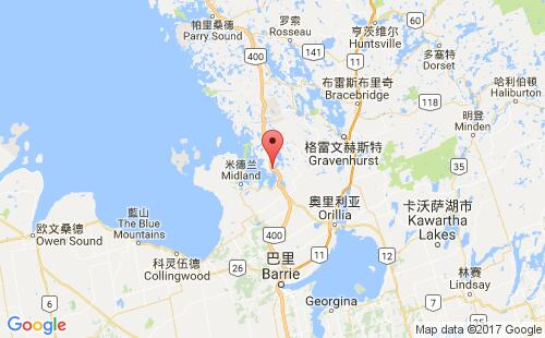加拿大海運(yùn)港口塞文港port severn,on港口地圖