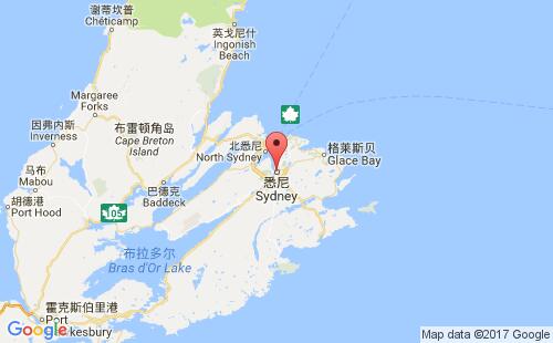 加拿大海運(yùn)港口西德尼sydney,ca港口地圖