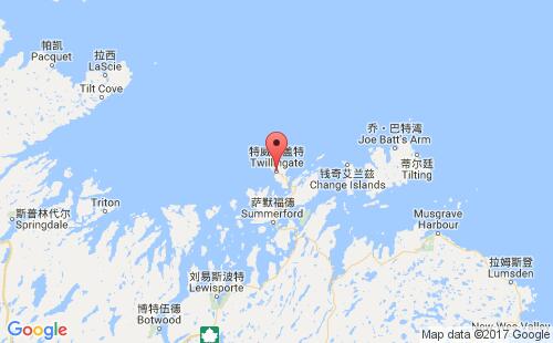 加拿大海運港口特威林蓋特twillingate港口地圖