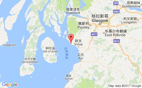 英國(guó)港口阿德羅森ardrossan港口地圖