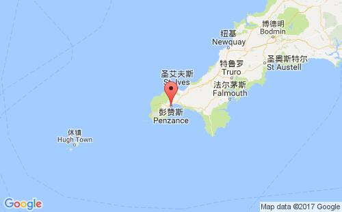 英國港口彭贊斯penzance港口地圖