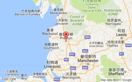 英國港口普雷斯頓preston港口地圖