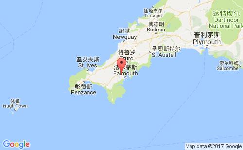 英國港口彭林penryn港口地圖