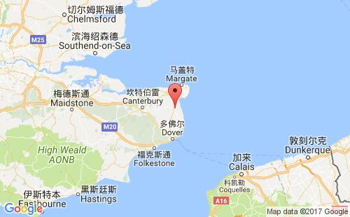英國港口桑德威奇sandwich港口地圖