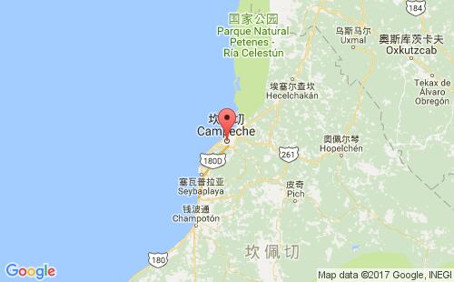 墨西哥海運(yùn)港口坎佩切campeche港口地圖