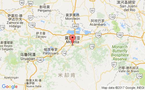 墨西哥海運(yùn)港口莫雷利亞morelia港口地圖