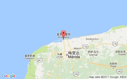 墨西哥海運(yùn)港口普羅格雷索progreso港口地圖