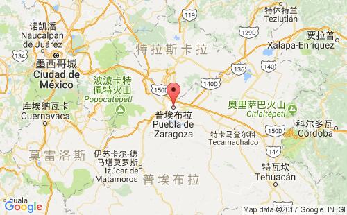 墨西哥海運(yùn)港口普埃布拉puebla港口地圖