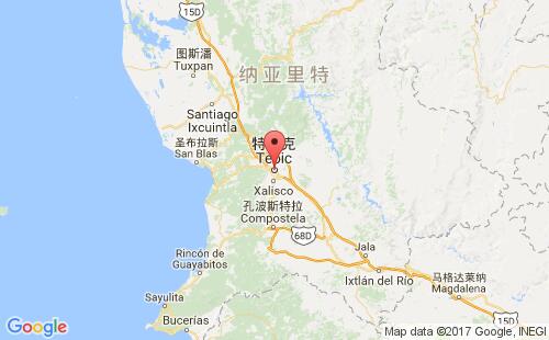 墨西哥海運港口特皮克tepic港口地圖