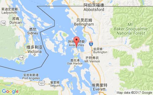 美國(guó)海運(yùn)港口阿納科特斯anacortes港口地圖