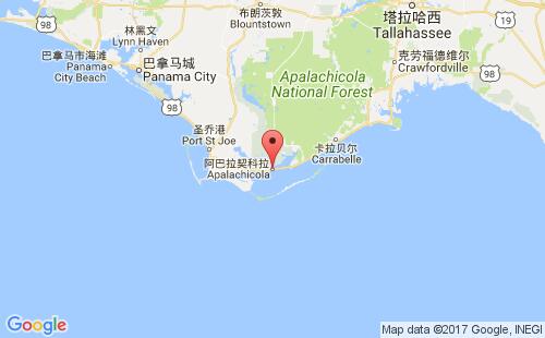 美國海運港口阿巴拉契科拉apalachicola港口地圖