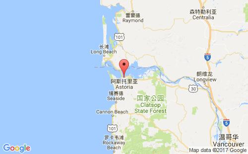 美國(guó)海運(yùn)港口阿斯托里亞astoria港口地圖