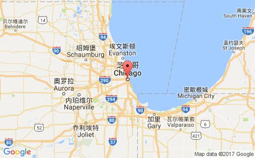 美國海運(yùn)港口芝加哥chicago,il港口地圖