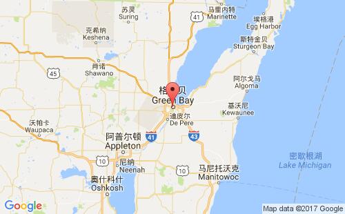 美國海運(yùn)港口格林貝green bay港口地圖
