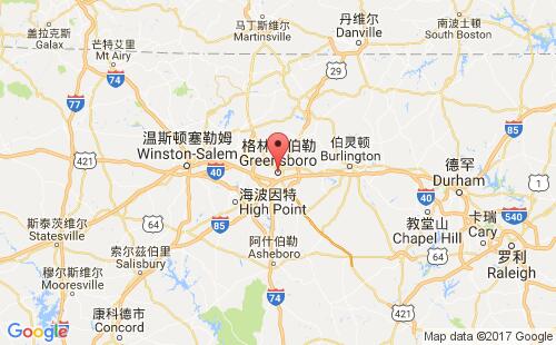 美國海運港口格林斯伯勒greensboro,nc港口地圖