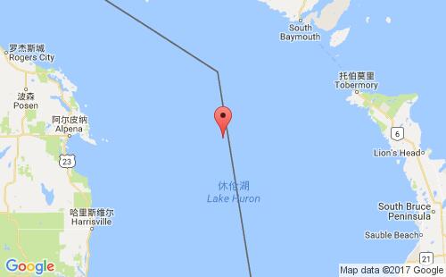 美國海運港口休倫huron港口地圖