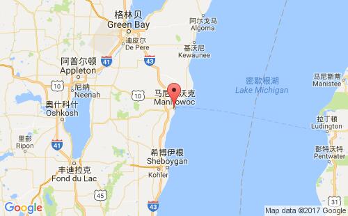 美國海運港口馬尼托沃克manitowoc港口地圖