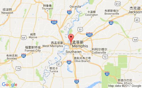 美國海運港口孟菲斯memphis,tn港口地圖