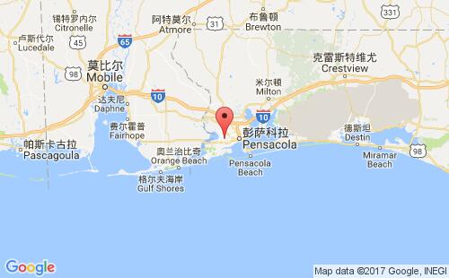 美國(guó)海運(yùn)港口默特爾克里克myrtle grove港口地圖
