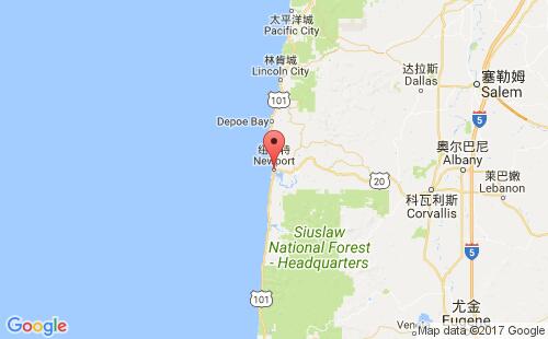 美國(guó)海運(yùn)港口紐波特newport,or港口地圖