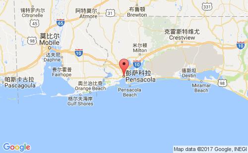 美國(guó)海運(yùn)港口彭薩科拉pensacola,fl港口地圖